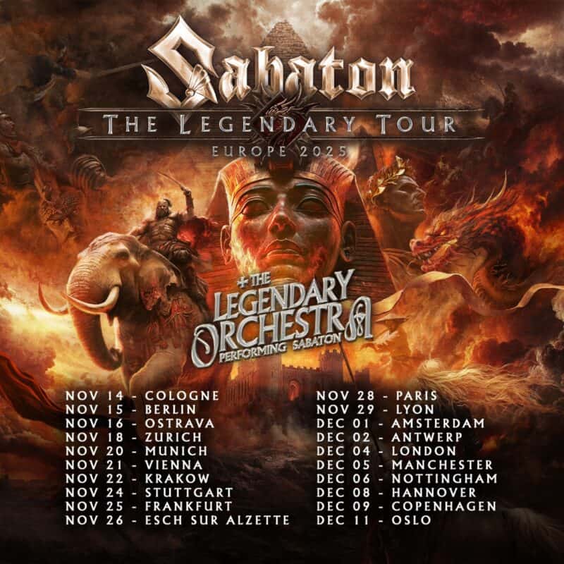 Sabaton anuncia su nuevo álbum Legends que llegará en octubre de 2025 2 Sabaton The Legendary Tour 2025 Poster