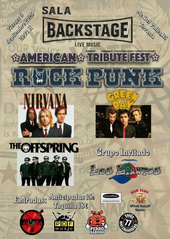 American Tribute Fest Rock Punk en Terrassa el 5 de Septiembre 2 American Tribute Fest Rock Punk en Terrassa el 5 de Septiembre