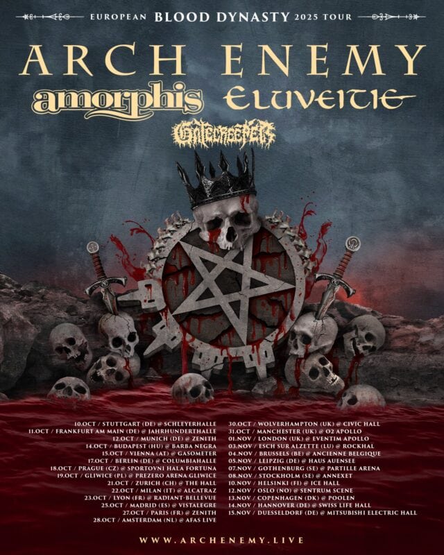 Amorphis sorprende con su nuevo tema "Dancing Shadow" y un emocionante videoclip 2 Arch Enemy Blood Dynasty Tour 2025 Poster