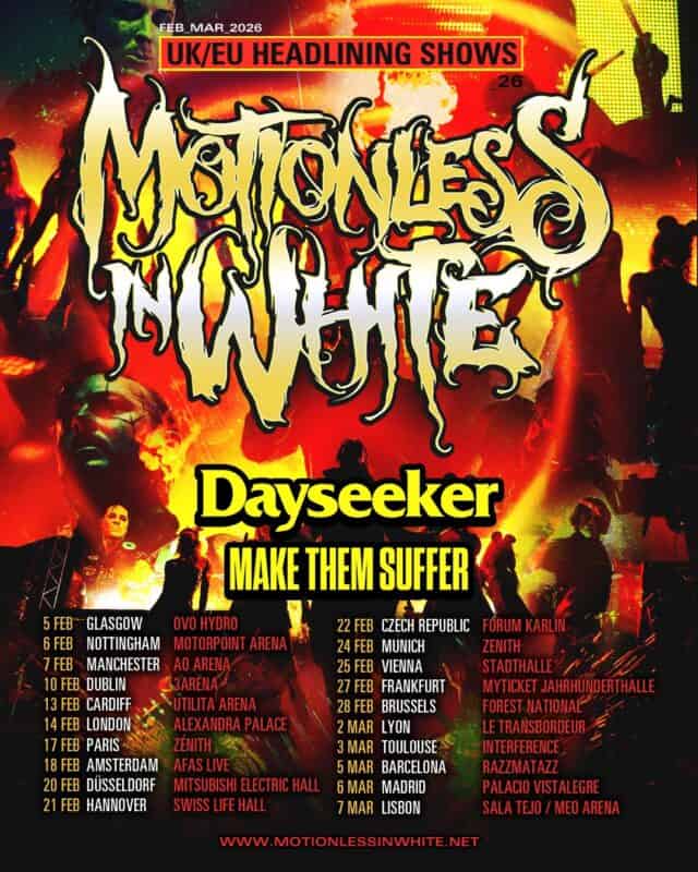 Dayseeker estrenan su potente nuevo single Shapeshift 2 Motionless In White Tour 2026