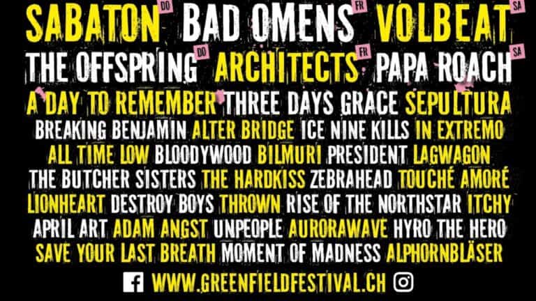 Sabaton, Volbeat y Bad Omens encabezan el cartel del Greenfield Festival 2026 47 Sabaton, Volbeat y Bad Omens encabezan el cartel del Greenfield Festival 2026
